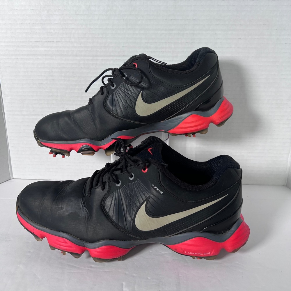 Nike Lunar Control 2 Golf Shoes Mens 8 Black Red Silver Spiked 628574-003